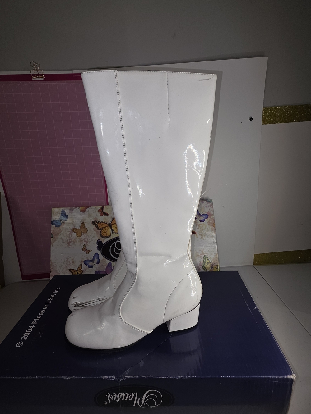 White Patent Knee-High Women's Boots
